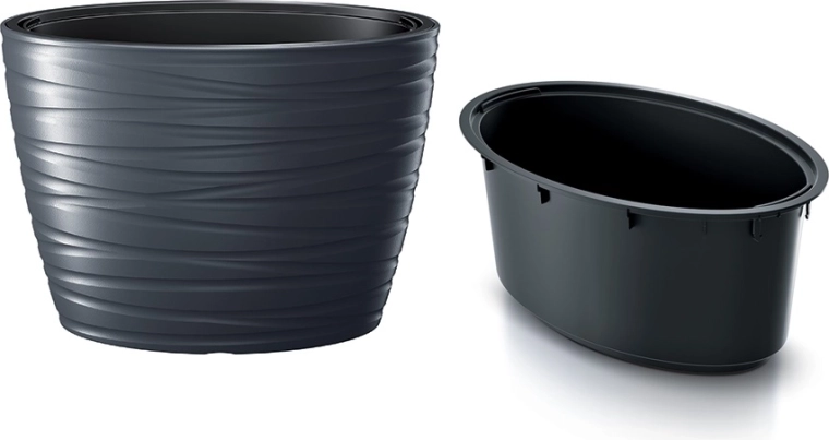 Oval plantekasse med indsats MAZE 58,5 cm antracit