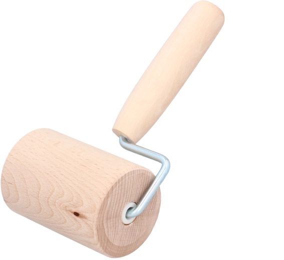 Trærullepind til dej med roterende valse 30 cm