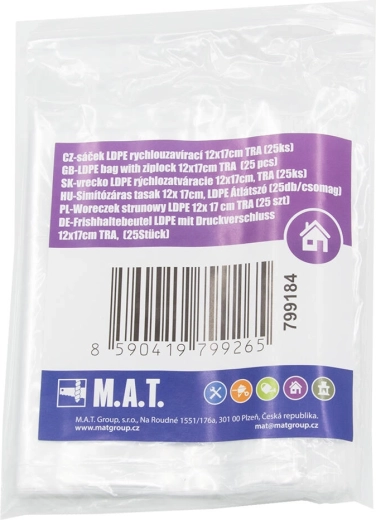Lynlåspose LDPE 12 × 17 cm, 25 stk.