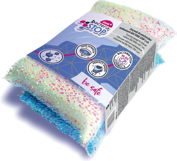 Rensesvampe Bacteria Stop til sarte overflader 11,5 × 7 × 3 cm, 2 stk.