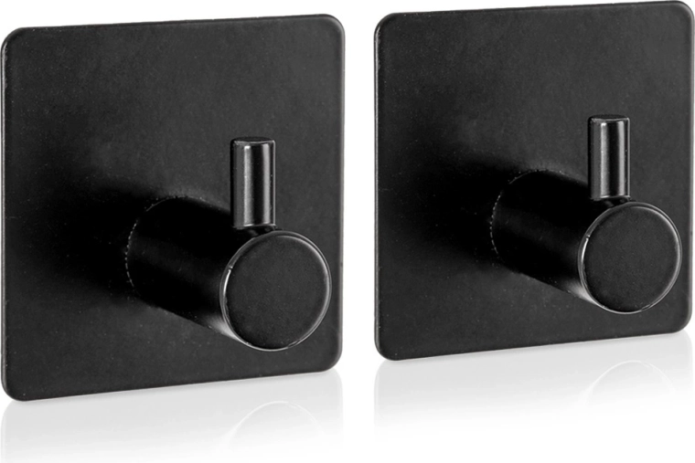 Selvklæbende krog RADKA, sort, 4,5 × 4,5 cm, 2 stk.