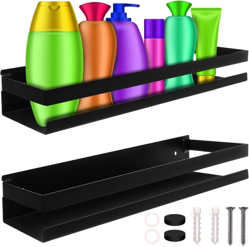 Sort væghylde til badeværelse i rustfrit stål 50 cm