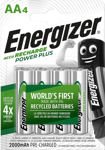 Genopladelige batterier Energizer Power Plus AA 2000 mAh - 4 stk.