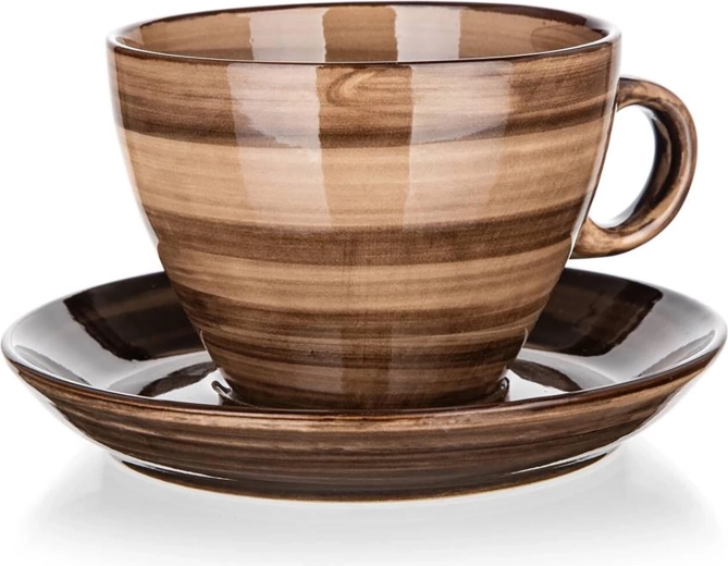 Keramisk kop med underkop 290 ml Palas brun