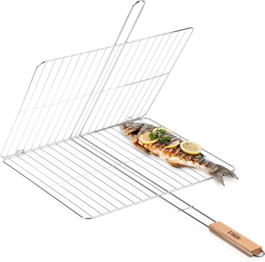Vilde dobbeltsidet grillkurv til kød og fisk 46 × 37 cm