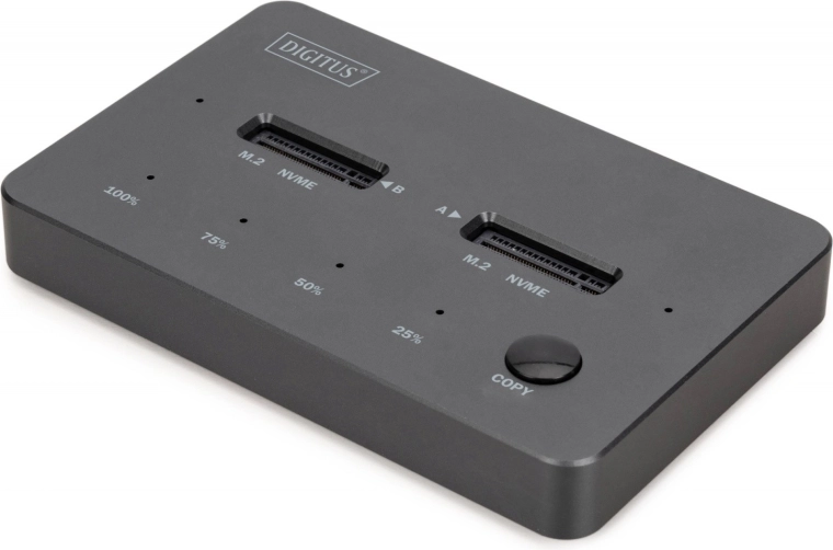 Digitus dockingstation til M.2 NVMe SSD med offline kloning, USB‑C 3.2 Gen 2 10 Gb/s, sort