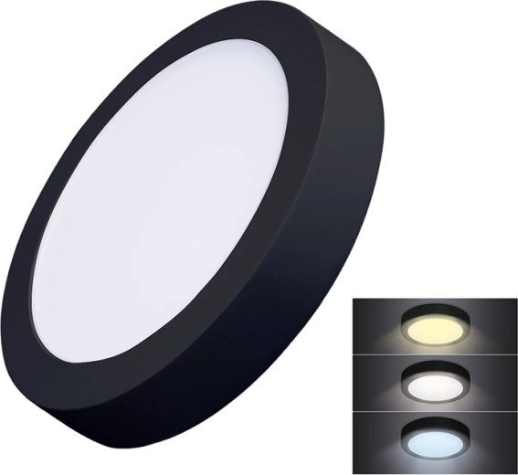 Solight påbygget LED mini-panel CCT 18 W, rund, sort