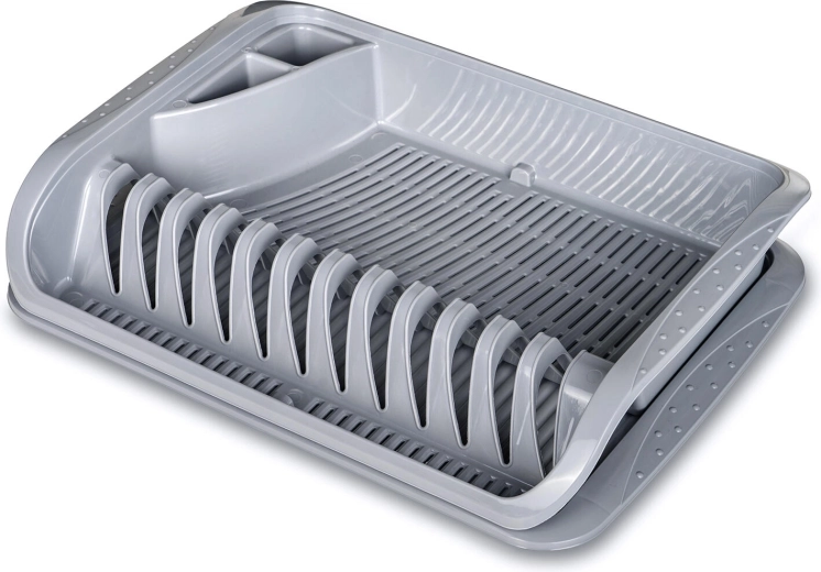 Plastisk opvaskestativ med bakke 39,5 × 29,5 cm, grå