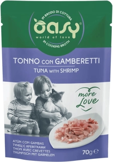 Oasy More Love pose til katte tun med rejer 70 g