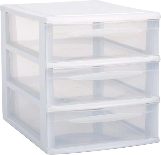 Modulær skuffeenhed med 3 smalle A4-skuffer – hvid