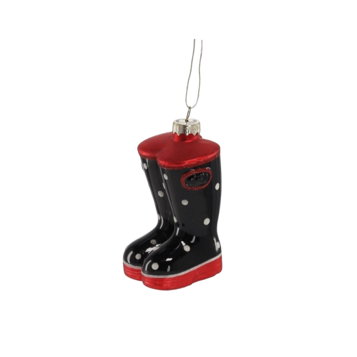 Glas julepynt i form af støvle, sæt med 6 stk.