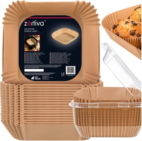Zortiva papirindsatser til varmluftfriture 20 × 20 cm (400 stk.)