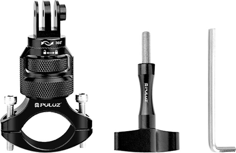 Aluminiums 360° styrholder PULUZ til sportskameraer – sort