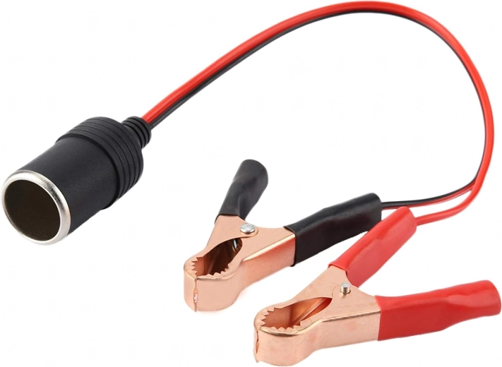 Adapter til cigarettænderudtag med krokodilleklemmer 12/24 V