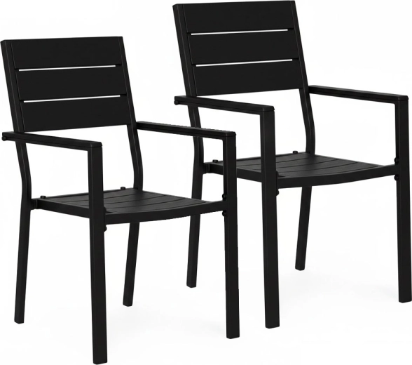 Sæt med 2 havestole i stål og HDPE, sort Multigarden