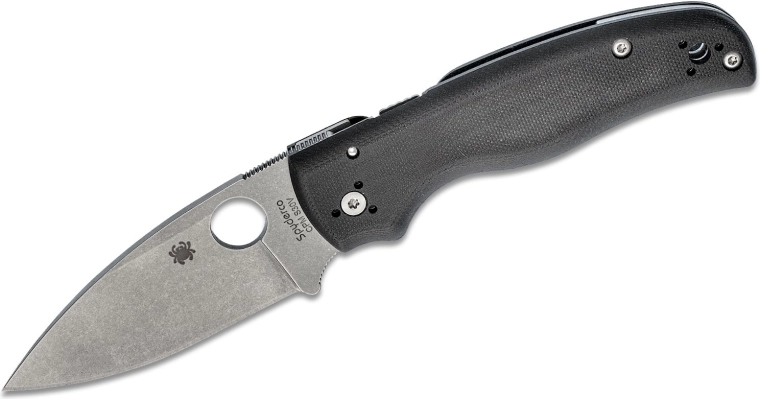 Lommekniv SPYDERCO Shaman, stonewash-klinge, sort G10-skæfte