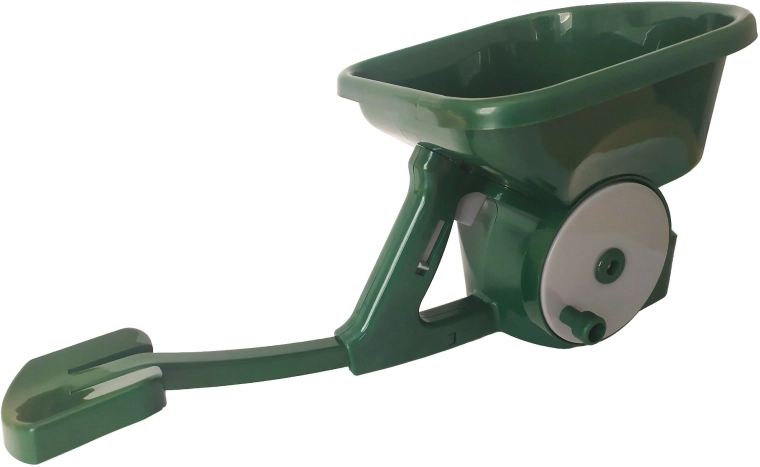 håndholdt spreder til græsblanding 3 l med teleskopisk underarmsstøtte