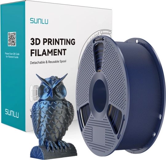 Sunlu PLA+ Silk tofarvet filament sort/blå