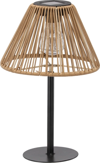 Solcelledrevet bordlampe med rattan-skærm 33 cm, brun