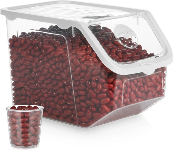 Gennemsigtig beholder med låg til frugt og grøntsager 12 l