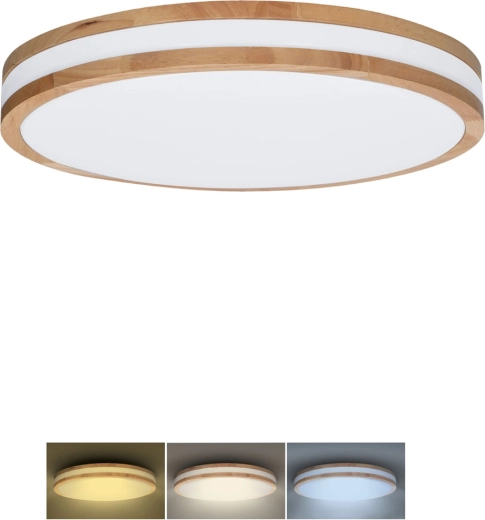 Solight LED loft- og væglampe Woody 25 W, 1350 lm, 29 cm, 3CCT