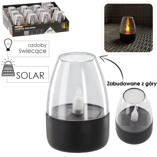 Solcelledrevet LED-lys uden flamme 6 × 6 × 9 cm, varm hvid