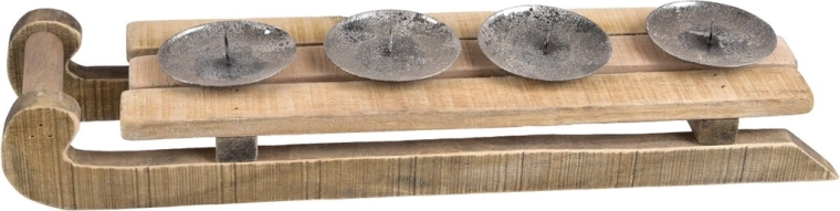 Adventslysestage i træ i slædeform, brun 43 × 12 × 8 cm
