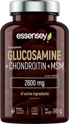 Essensey glucosamin + chondroitin + MSM (120 kapsler)