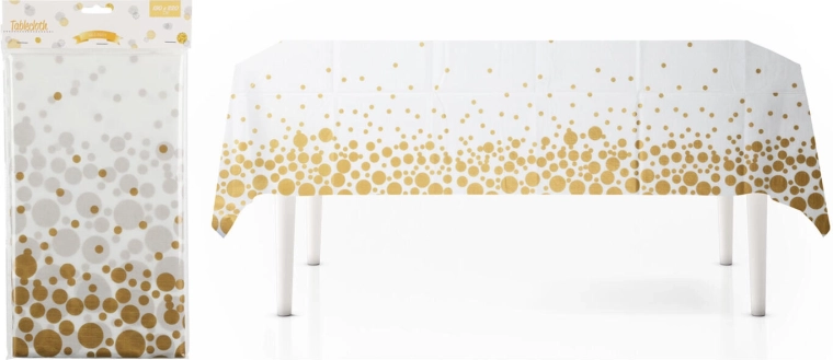 Flaneldug 130 × 220 cm hvid med gyldne prikker