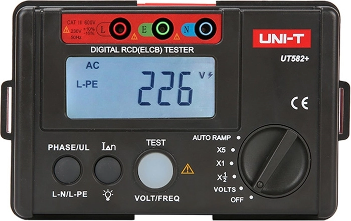 Uni-T tester til fejlstrømsafbrydere UT582+