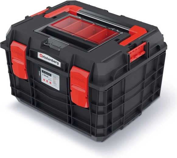 Værktøjskasse med aluminiumshåndtag og organizer 45 × 38 × 29,7 cm sort