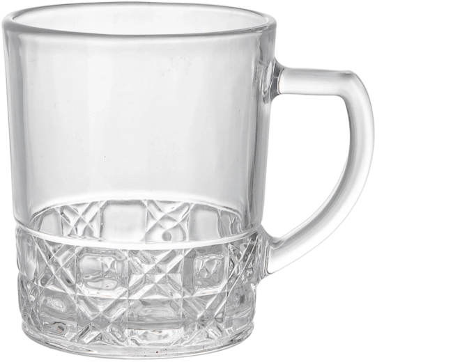 Sæt med 6 rillet glas med hank 240 ml