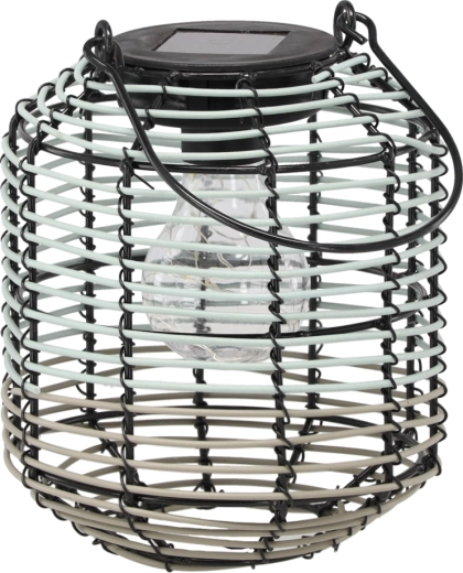 Solcelledrevet metal-lanterne LED 19 cm grøn-grå