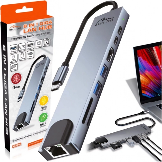 Media-Tech 8-i-1 dockingstation Giga LAN Hub