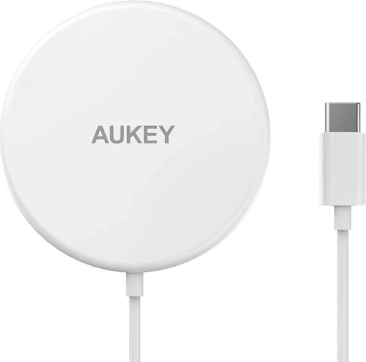 Aukey Aircore Magnetic LC-A1 hvid trådløs MagSafe Qi-oplader 15 W USB-C