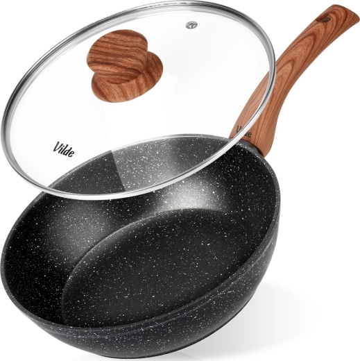 Granitpande med glaslåg GRANITICA WOOD 24 cm, 2,2 l