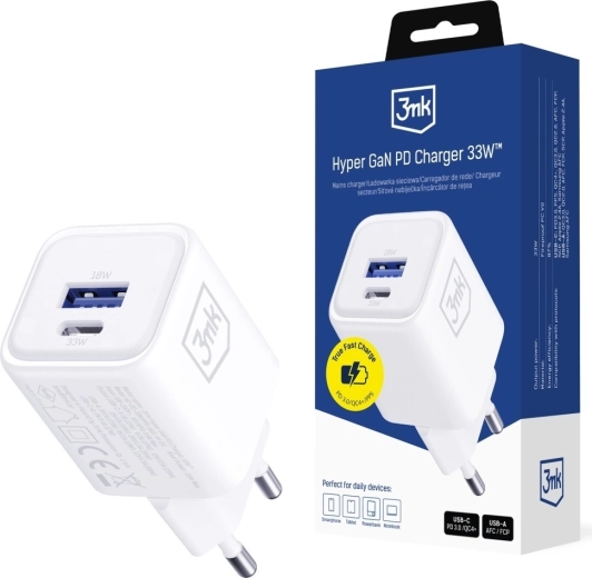 3mk Hyper Charger PD 33W GaN hvid netoplader