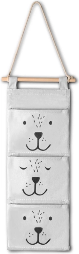 Hængende tekstilorganizer til legetøj Nukido, grå