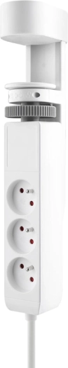 Solight bærbar bordstikdåse med klemmefastgørelse 3× 230 V + USB-A og 2× USB-C PD, 2 m, hvid