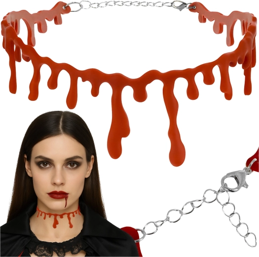 Ruhhy blodig choker-halskæde til Halloween - 1 stk.
