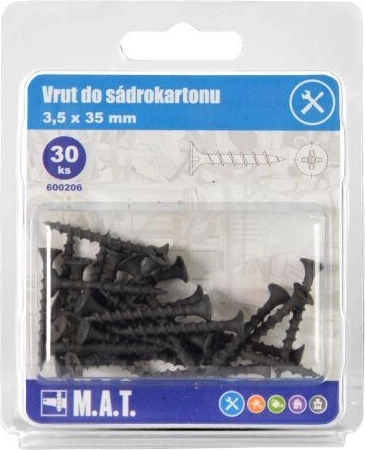 Gipspladeskrue 3,5 × 35 mm med grov gevind, fosfateret (30 stk.)