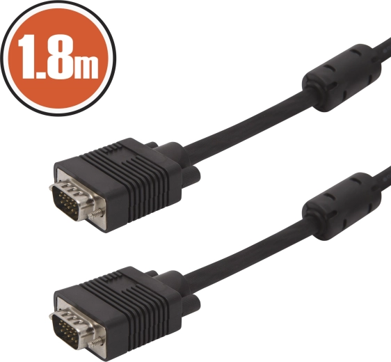 VGA-kabel til skærm 1,8 m sort