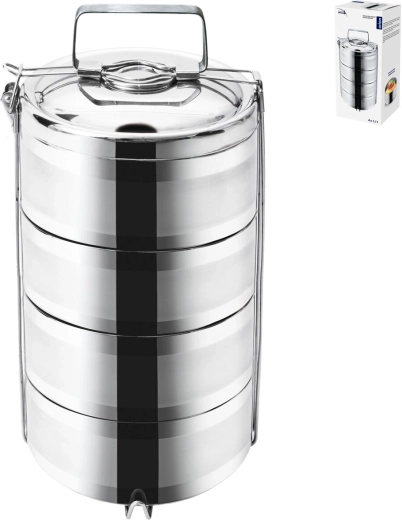 Termo madkasse i rustfrit stål, 4 lag, 4×1,1 l