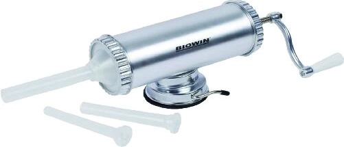 Manuel pølsefylder til blodpølser og pølser i aluminiumslegering, diameter 10 cm, 1,5 kg + 3 dyser