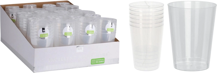 Plastkrus 280 ml transparent – sæt med 6 stk.