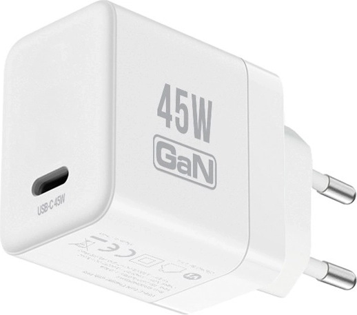 Crong ultra kompakt GaN USB-C netoplader 45 W PD 3.0 med PPS hvid