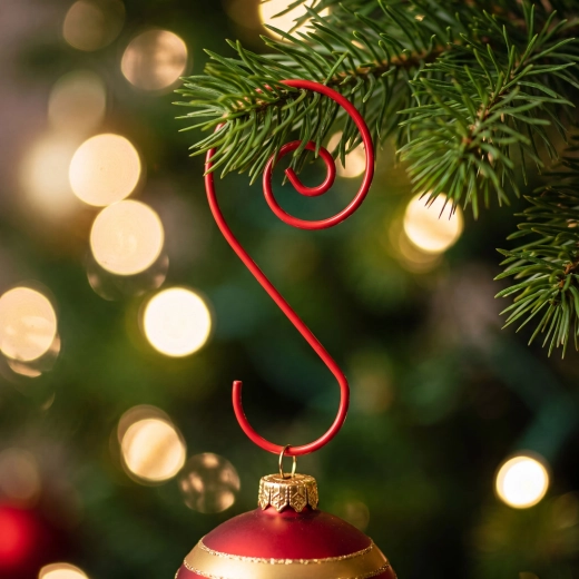 Røde spiralformede kroge til julepynt - 40 stk.