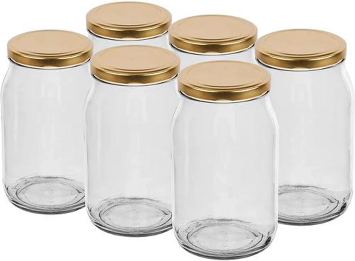 Sæt med syltetøjsglas Twist 900 ml med låg 82 mm, 6 stk.
