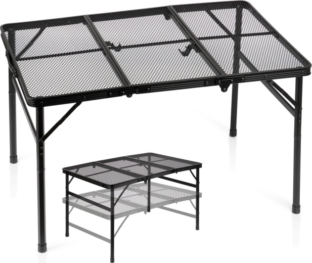 Vilde sammenklappeligt campingbord 2-i-1 med justerbar højde 90 × 60 cm sort