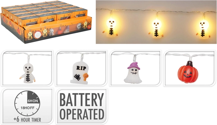 Halloween LED-lyskæde 1,65 m – varm hvid